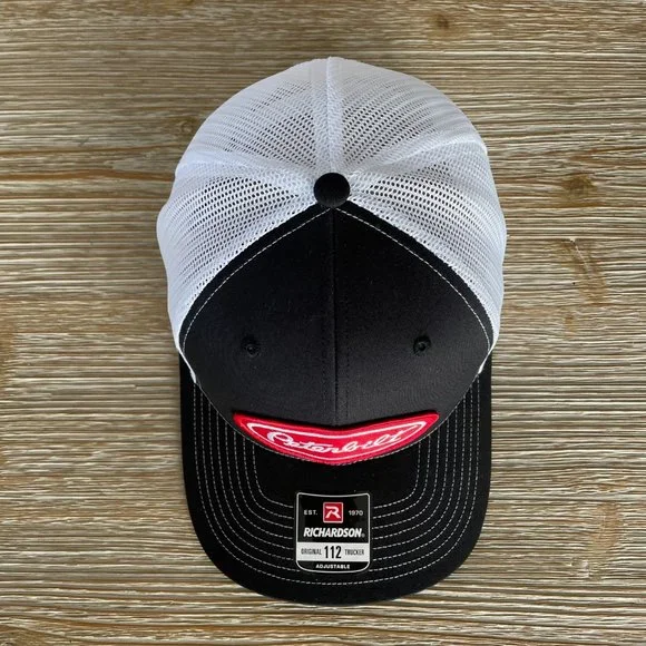 Peterbilt Vintage Patch Hat - Richardson 112 Black & White Trucker Cap - Picture 6 of 11